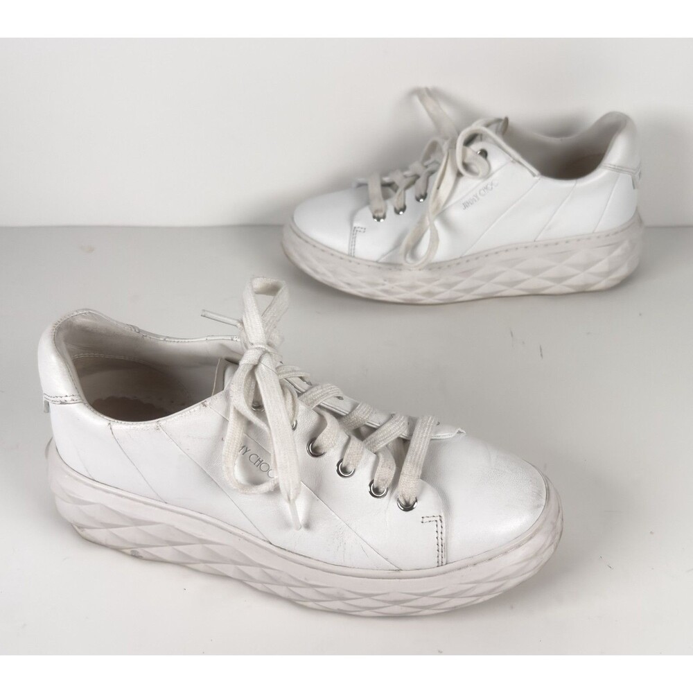 Jimmy Choo White Diamond Maxi F II Platform Sneaker EU 37 US 7 $895